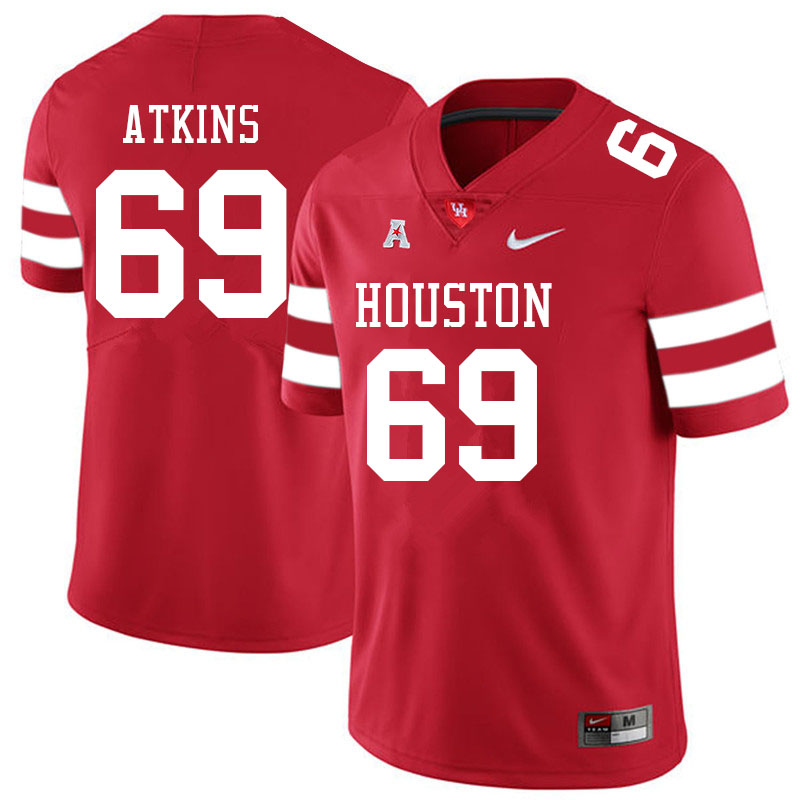 Men #69 Joshua Atkins Houston Cougars College Football Jerseys Sale-Red - Click Image to Close